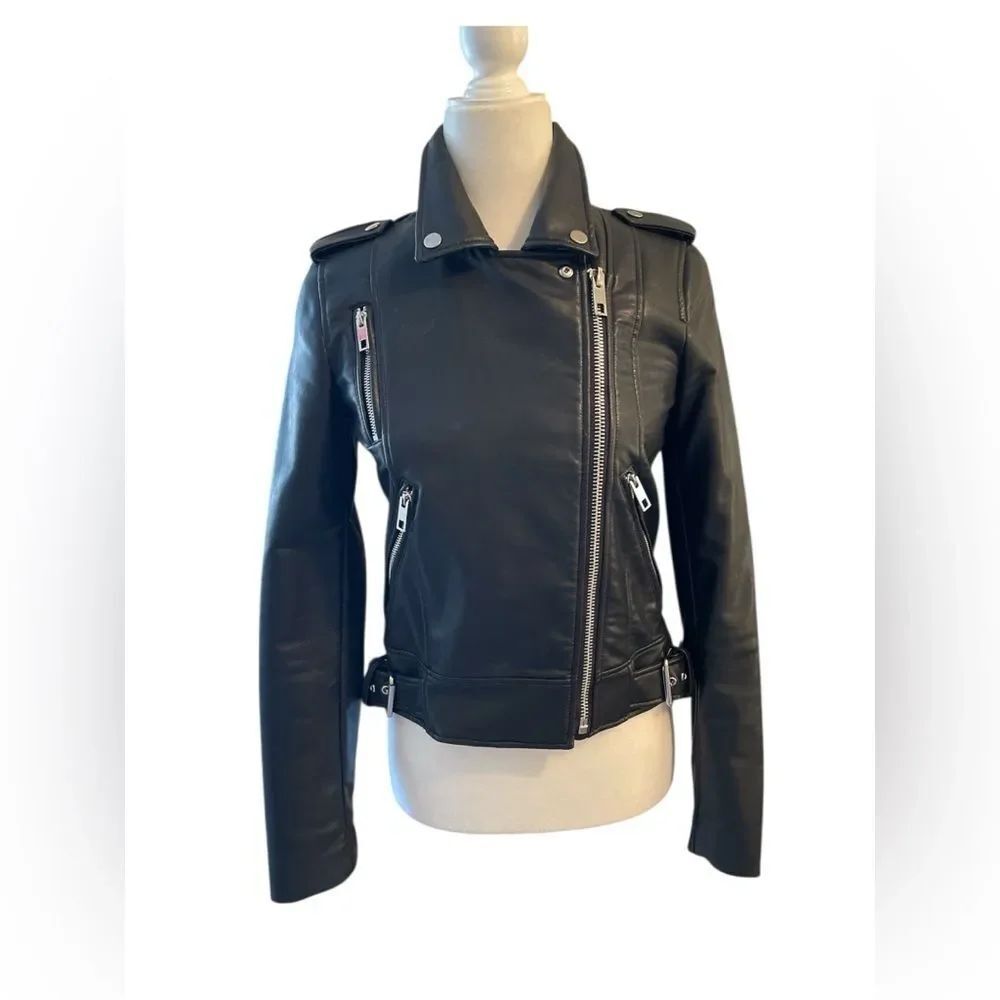 Zara Black Faux Leather Moto Jacket